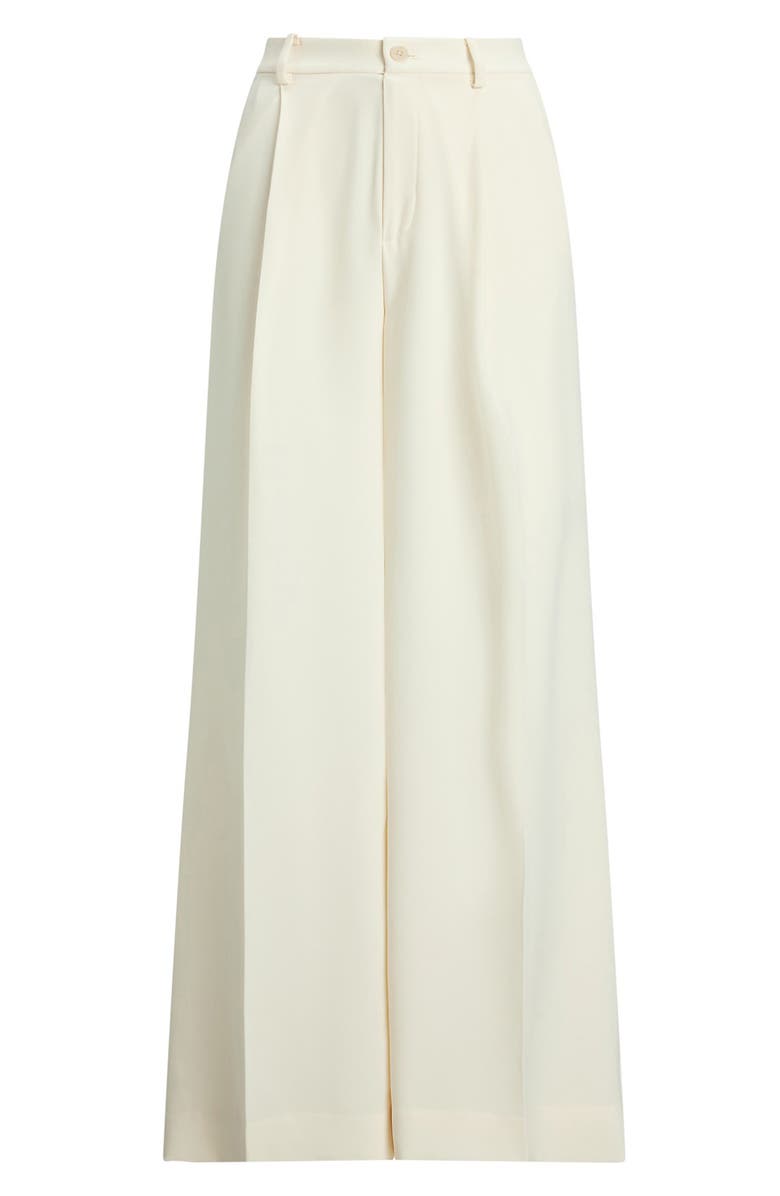 Lauren Ralph Lauren Wide Leg Pleat Crepe Pants, Alternate, color, Mascarpone Cream