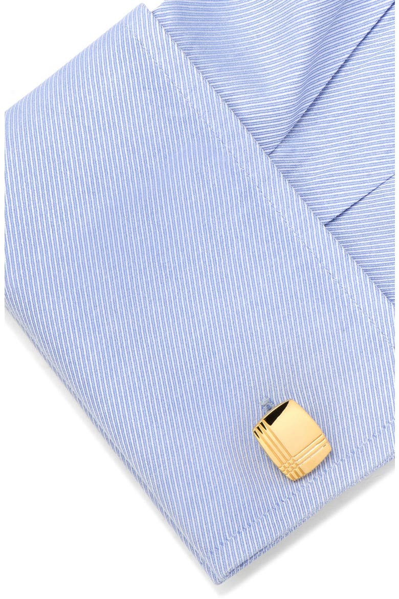 Tartan Plaid Cuff Links, Alternate, color, GOLD