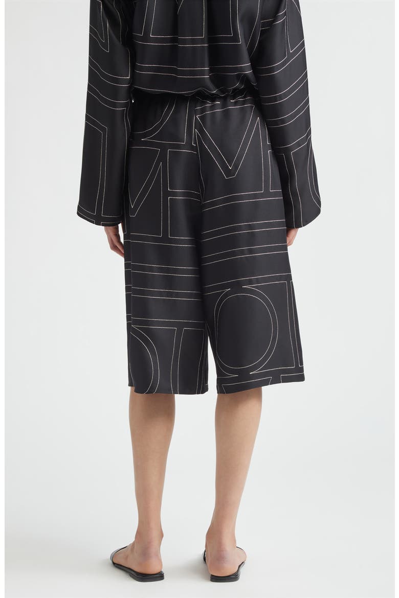 Monogram Organic Silk Pajama Culottes, Alternate, color, BLACK