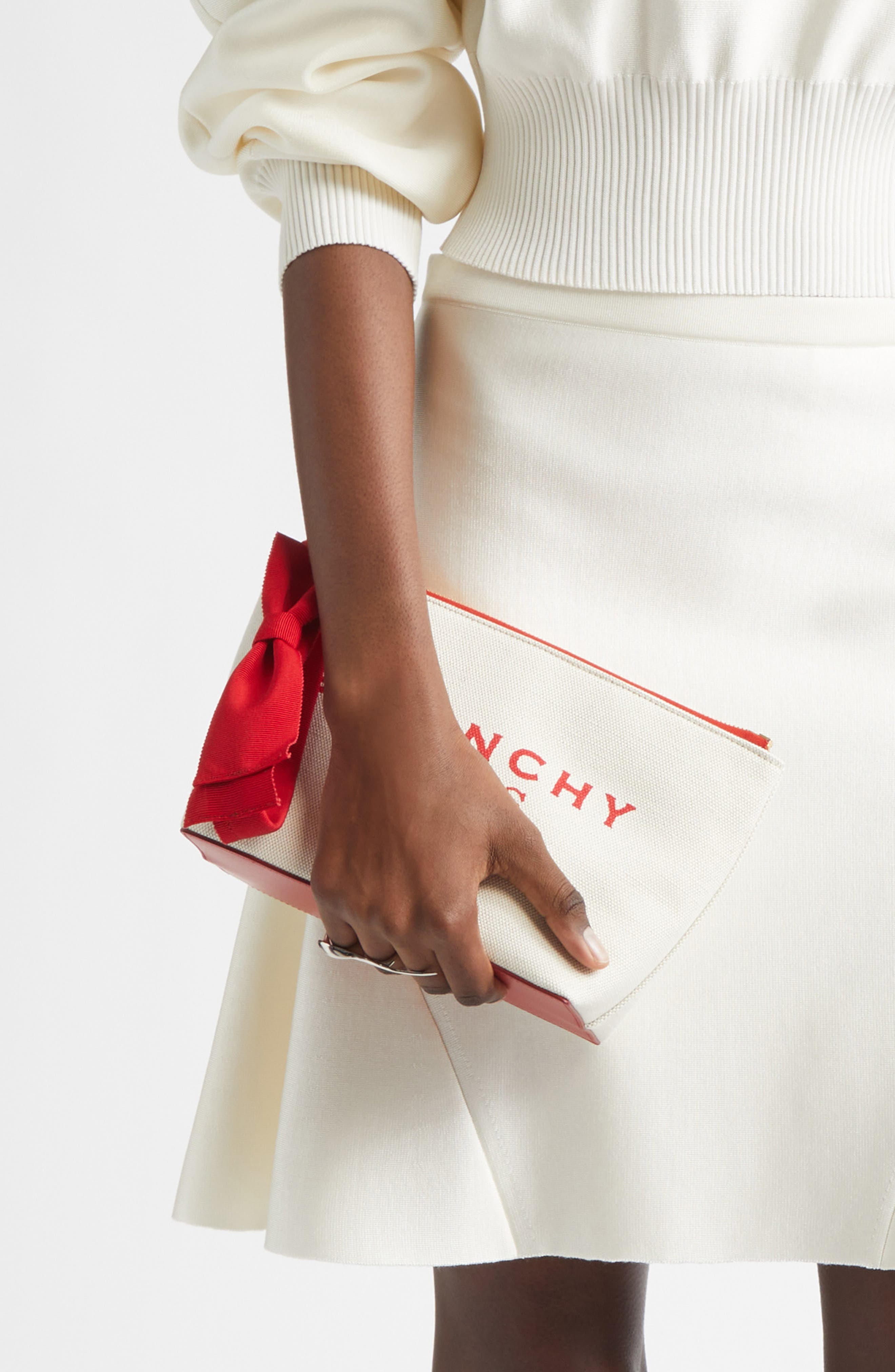 Small Logo Canvas Wristlet Pouch, Alternate, color, 289-BEIGE/ RED