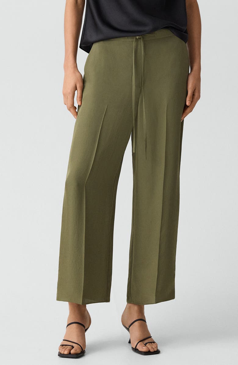 Theory Wide Leg Crop Pants, Main, color, Forest Moss