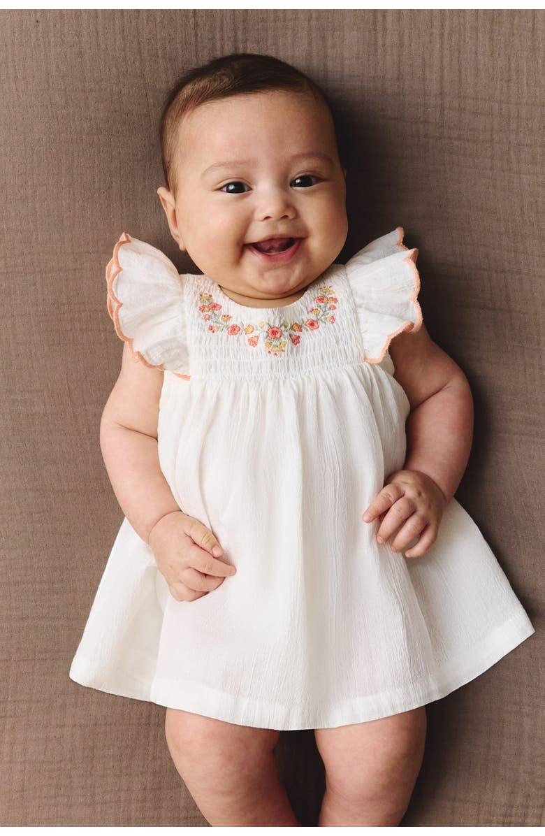 H&M Cotton Bodysuit Dress, Alternate, color, White/Flowers