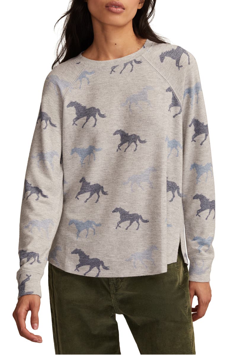 Lucky Brand Cloud Raglan Sleeve Knit Top, Main, color, Grey Heather Multi