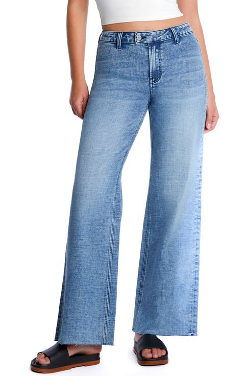 Flat Front Wide Leg Jeans
