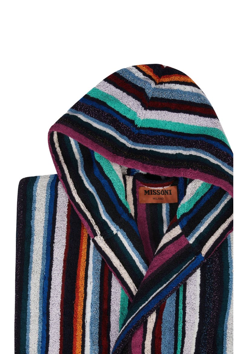 Chandler Cotton Terry Bathrobe With Lurex, Alternate, color, Blue