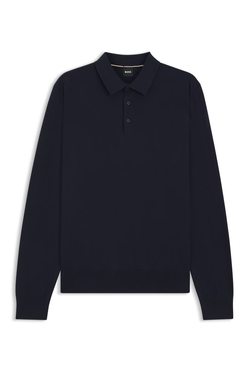 BOSS Gemello Cotton Polo Sweater, Alternate, color, Dark Blue