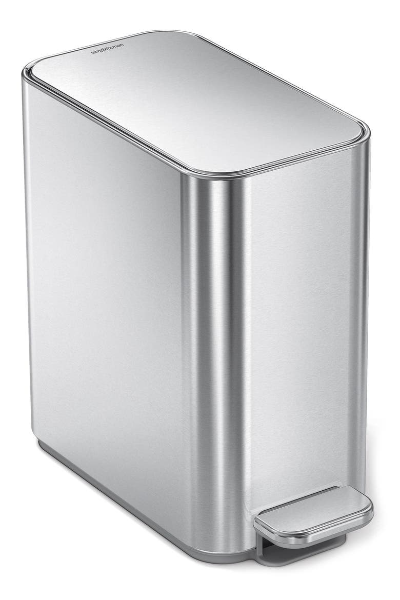 5L slim step can, Main, color, BRUSHED STAINLESS STEEL