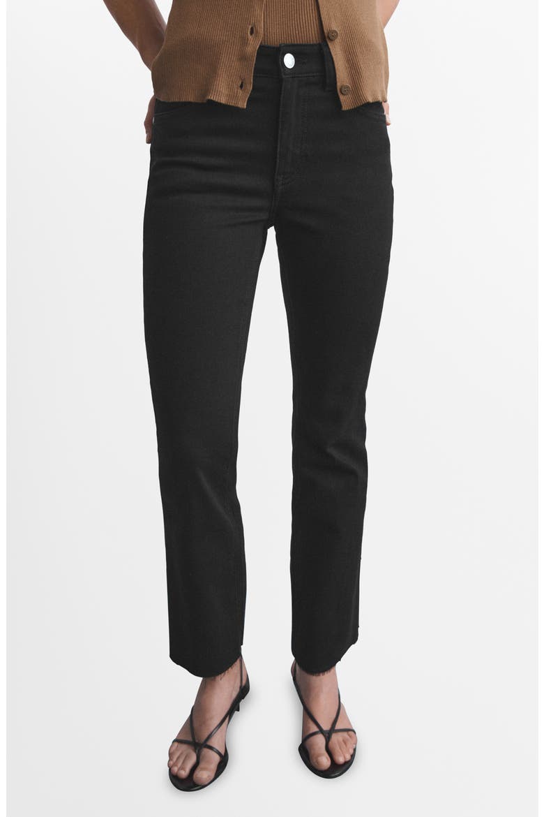 Sienna Raw Hem Crop Flare Jeans, Main, color, BLACK DENIM
