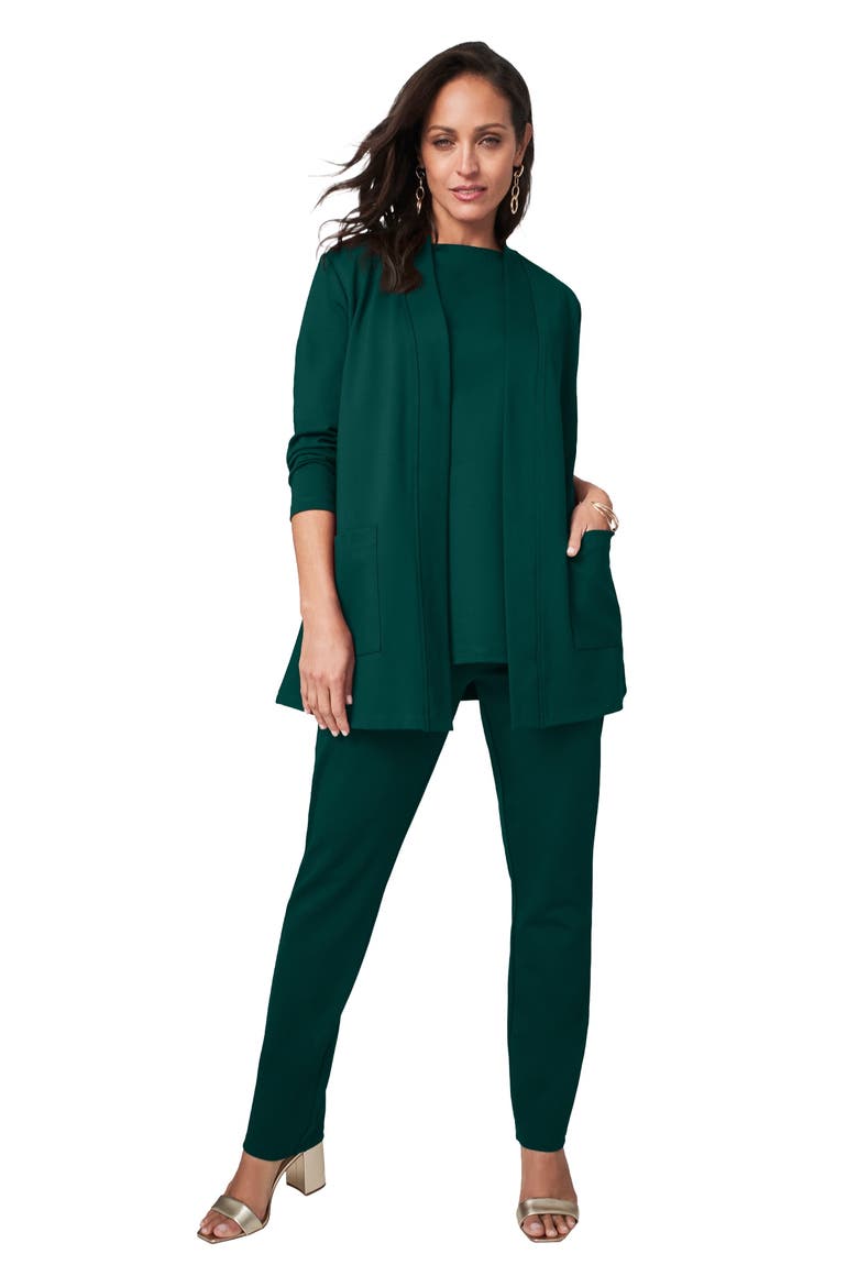 3 Piece Ponte Pant Set, Main, color, EMERALD GREEN