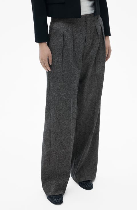 Flecked Pleated Trousers