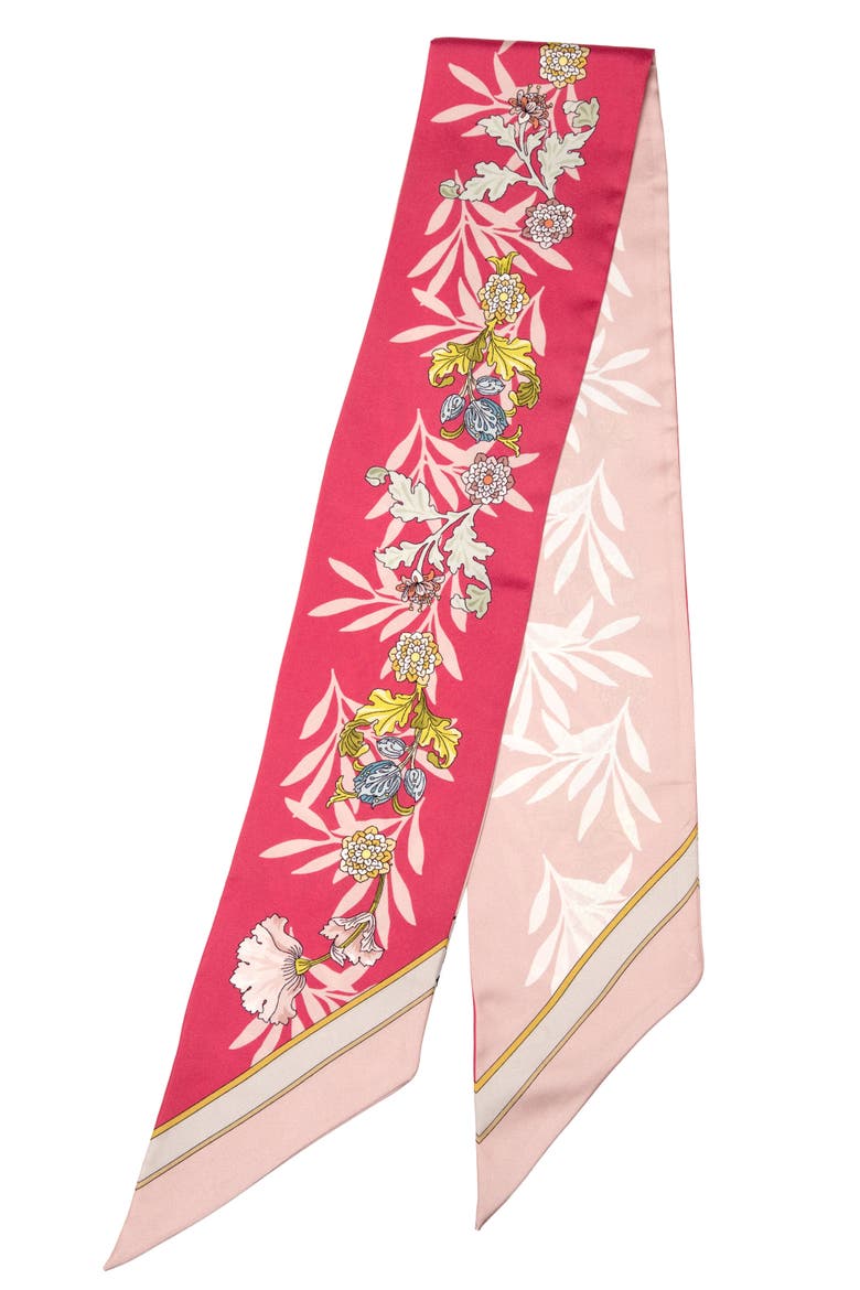 Sabrina - Skinny Silk Scarf, Alternate, color, Pink