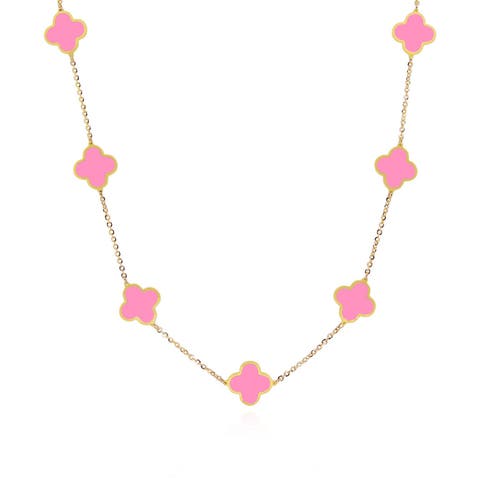 Small Bubblegum Pink Clover Necklace