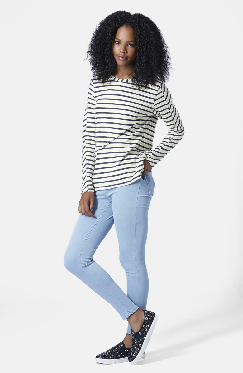 Topshop Long Sleeve Stripe Top, Alternate, color, 