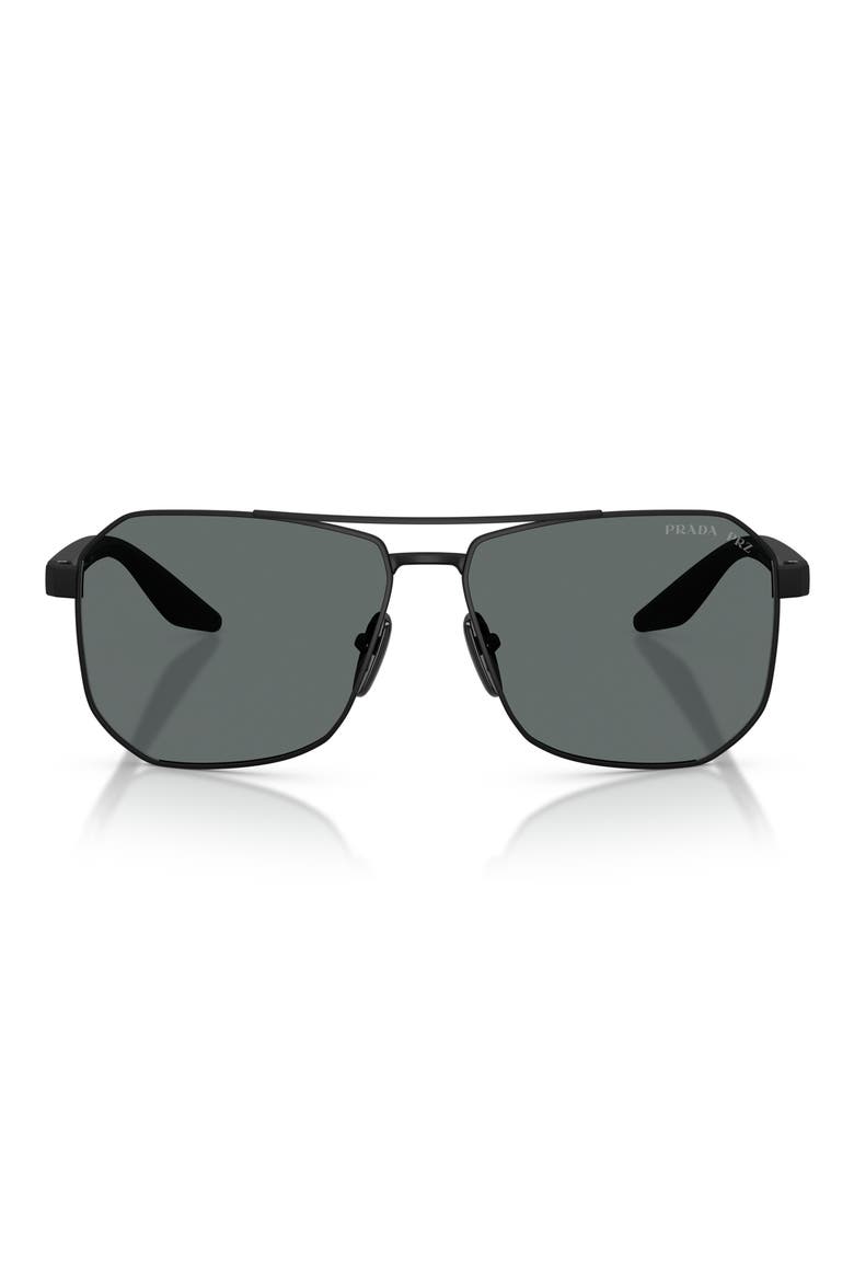 62mm Polarized Pilot Sunglasses, Main, color, RUBBER BLACK