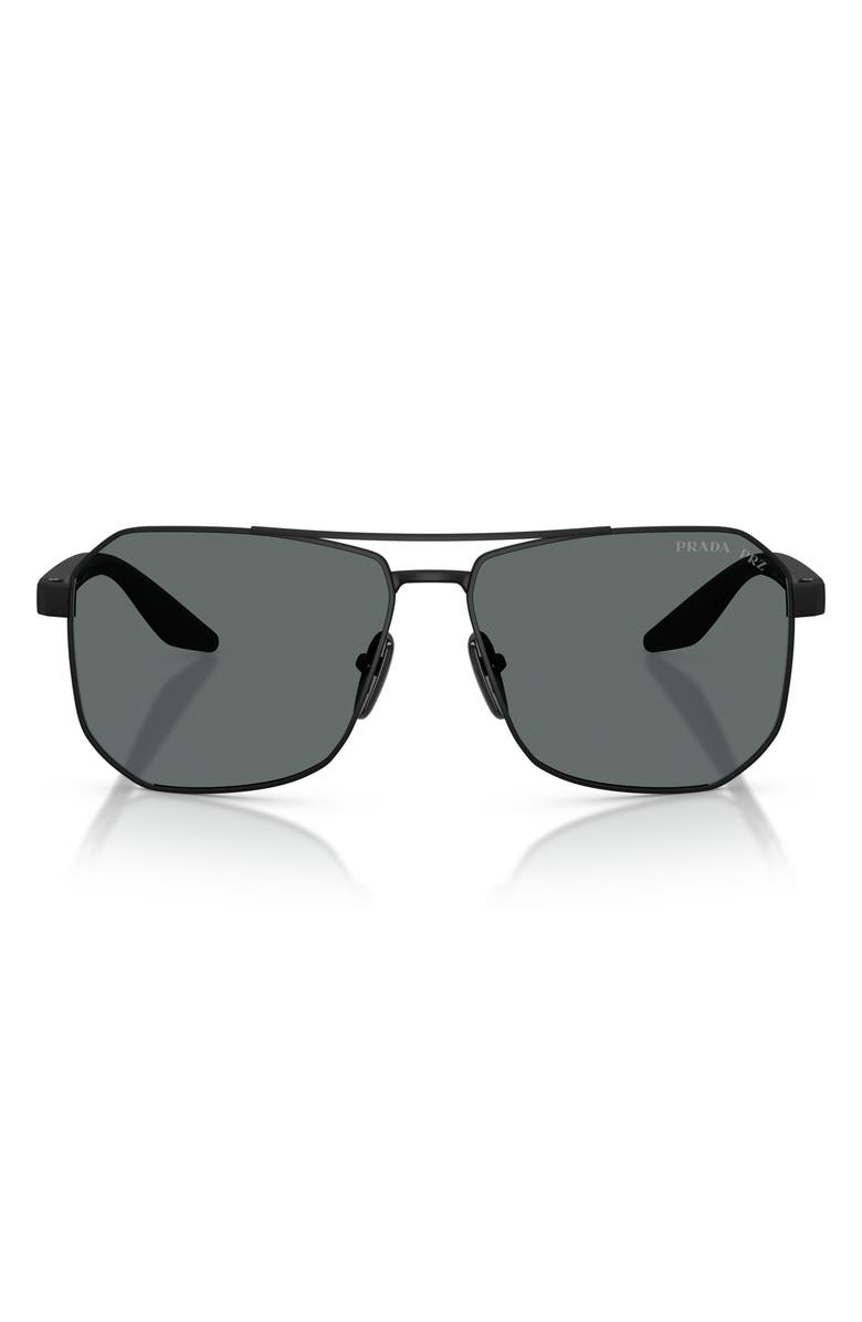 Prada Linea Rossa 62mm Polarized Pilot Sunglasses, Main, color,