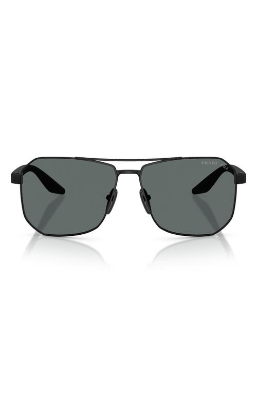Shop Prada Linea Rossa 62mm Polarized Pilot Sunglasses In Rubber Black