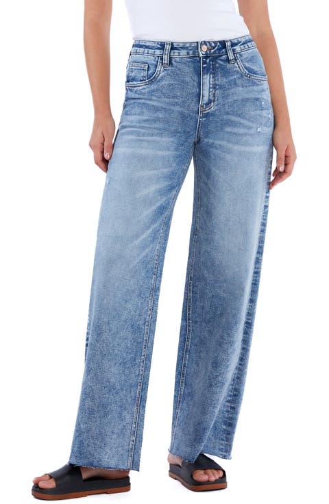 Harper Raw Hem Wide Leg Jeans