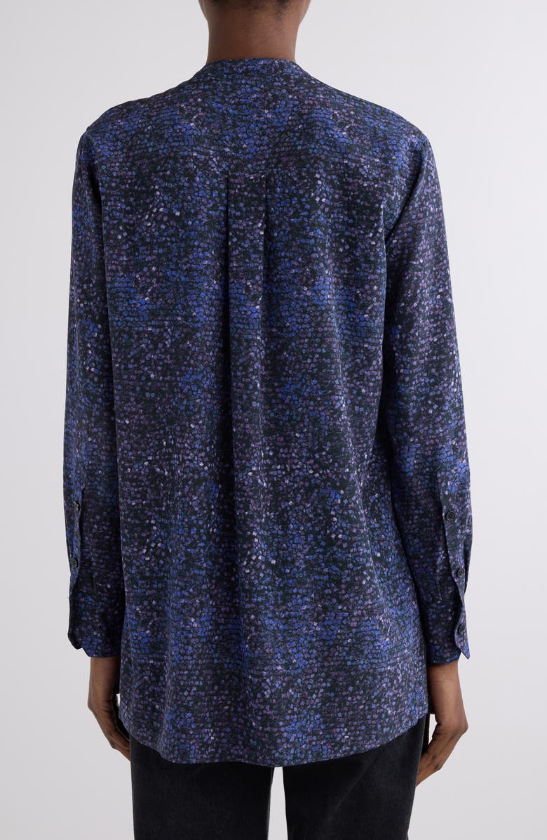 Isabel Marant Sima Mosaic Print Stretch Crepe Shirt, Alternate, color, Midnight