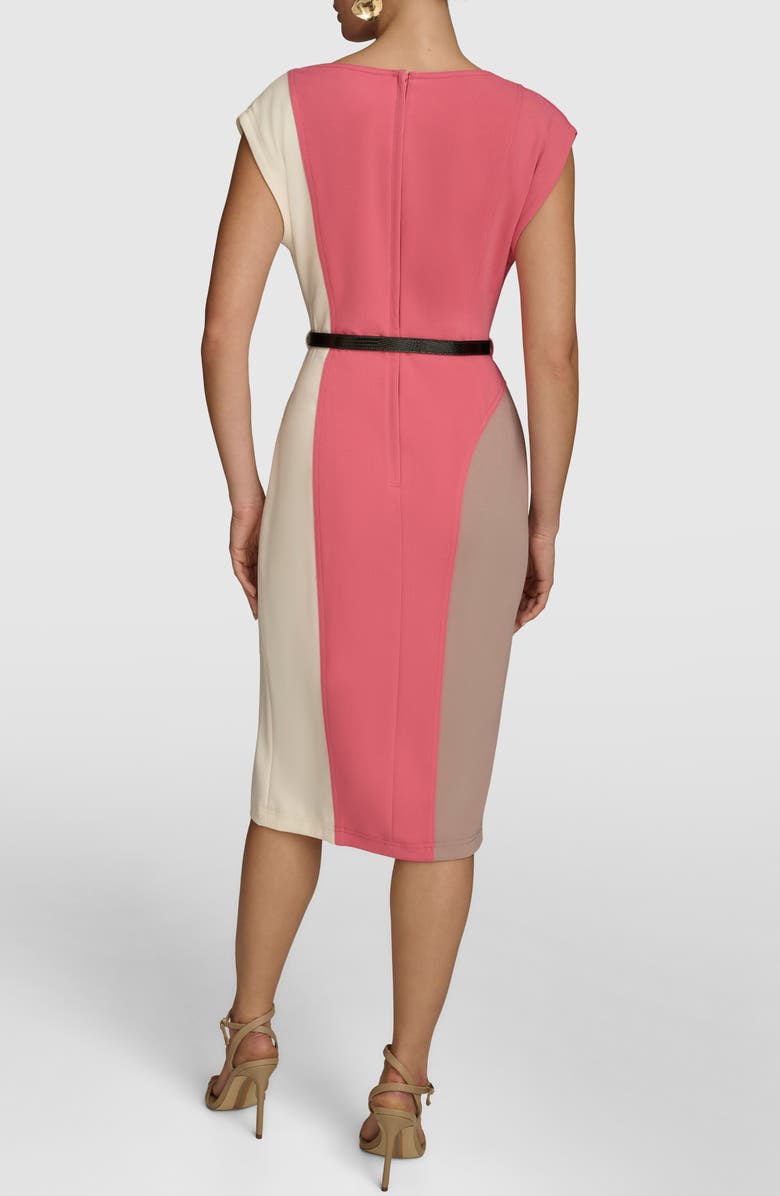 Donna Karan New York Colorblock Sheath Dress, Alternate, color, Rose Quartz/ Mink/ Pristinee