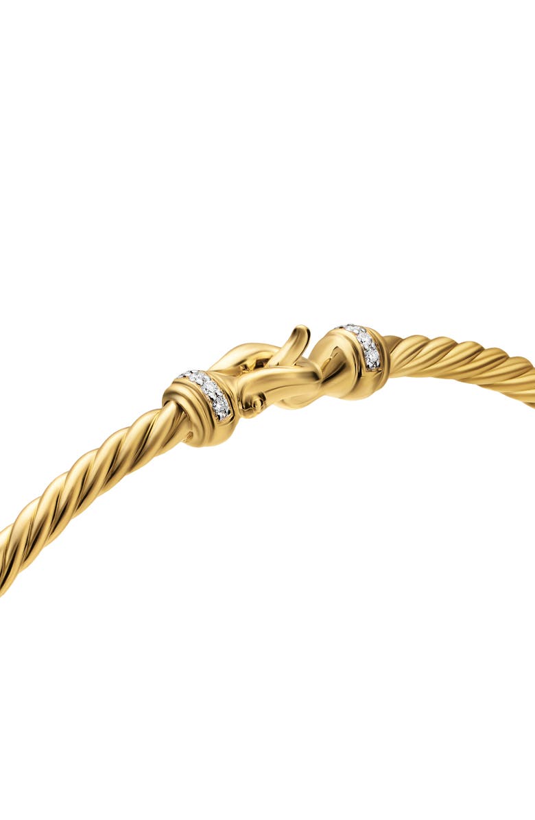 David Yurman Micro Cablespira<sup>®</sup> Flex Buckle Bracelet in 18K Yellow Gold with Diamonds, 2.6mm, Alternate, color, Gold
