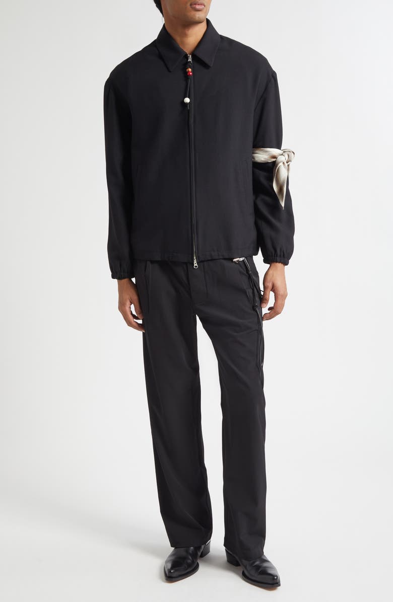 SONG FOR THE MUTE Slim Gabardine Coach's Jacket, Alternate, color, Black
