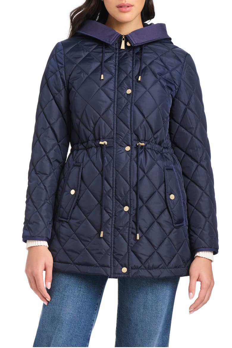 Water Resistant Hooded Quilted Jacket, Alternate, color, PLANETARY NAVY