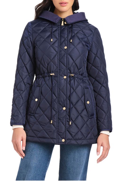 Kate Spade New York Water Resistant Hooded Quilted Jacket In Blue