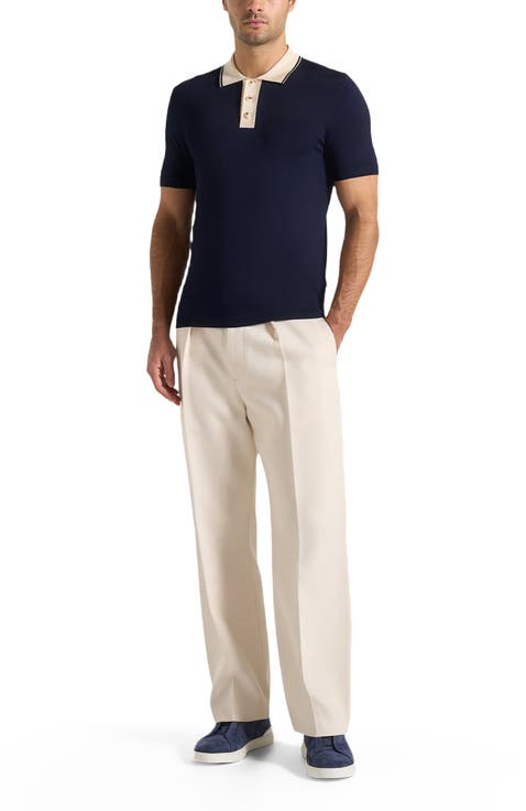 Roux Contrast Detail Luxe Knit Polo Shirt