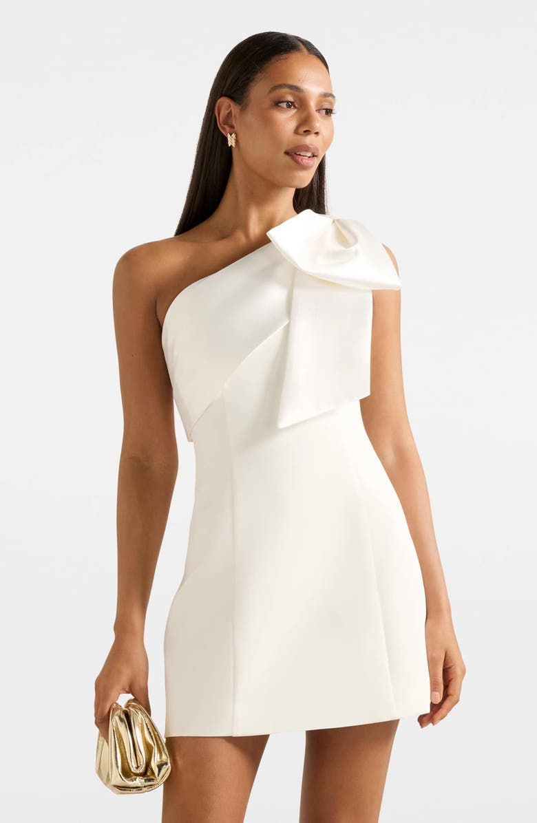 Ever New Holly Bow Shoulder Minidress, Alternate, color, Porcelain