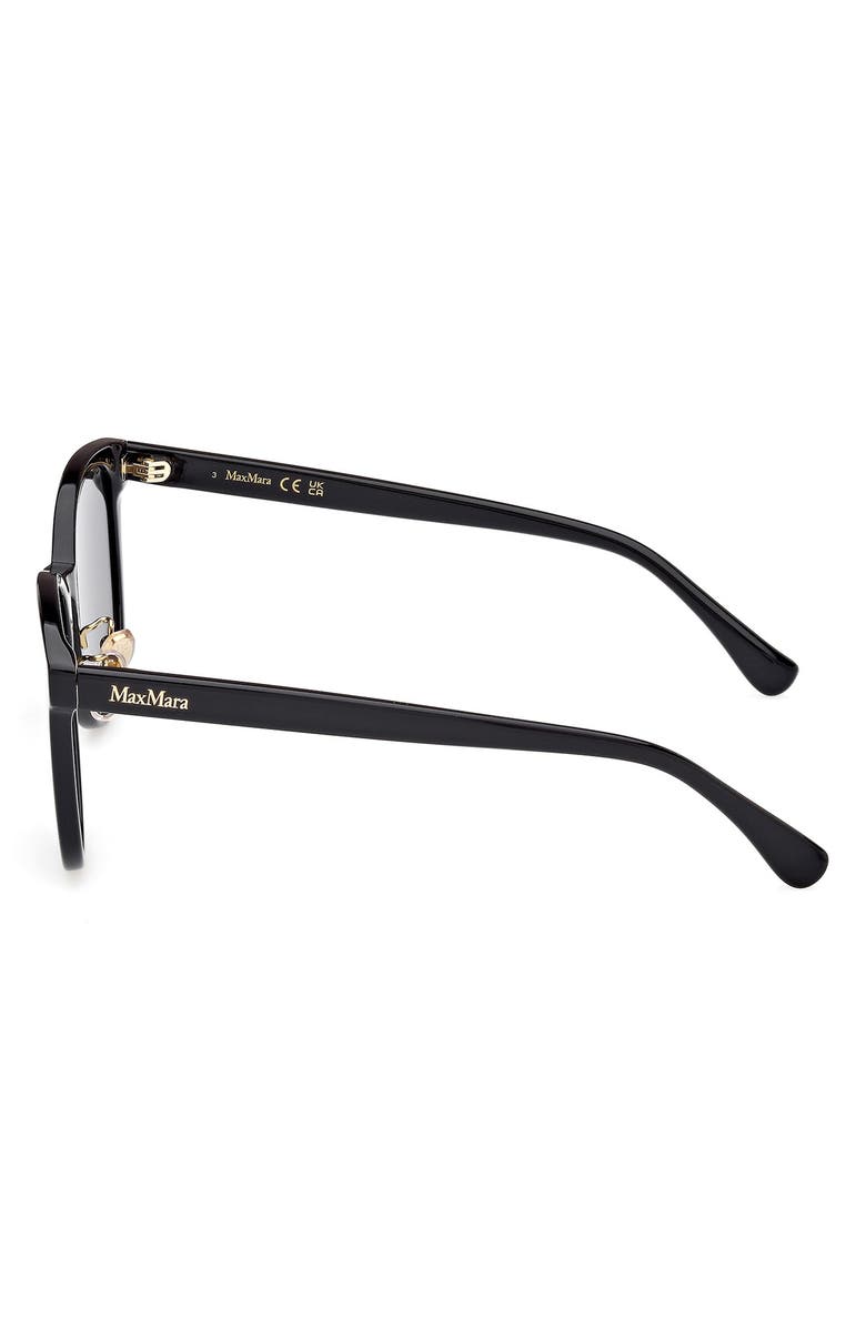 Max Mara 55mm Round Sunglasses, Alternate, color, Shiny Black / Smoke