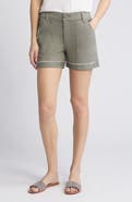 Wit & Wisdom Frayed Patch Pocket High Waist Twill Shorts