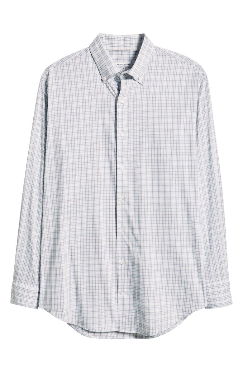 Peter Millar Douglas Crown Lite Check Performance Twill Button-Down Shirt, Alternate, color, Gale Grey