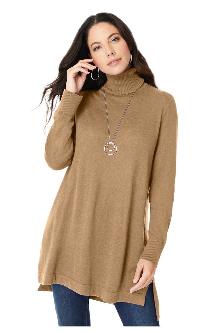 Plus Size Cashmore Turtleneck Sweater, Main, color, SOFT CAMEL