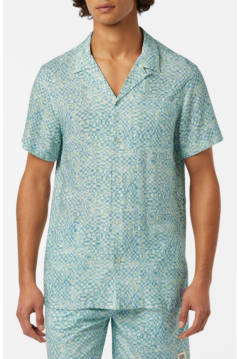 Relaxed Fit Print Short Sleeve Button-Up Shirt, Main, color, LUNA DITSY GREEN