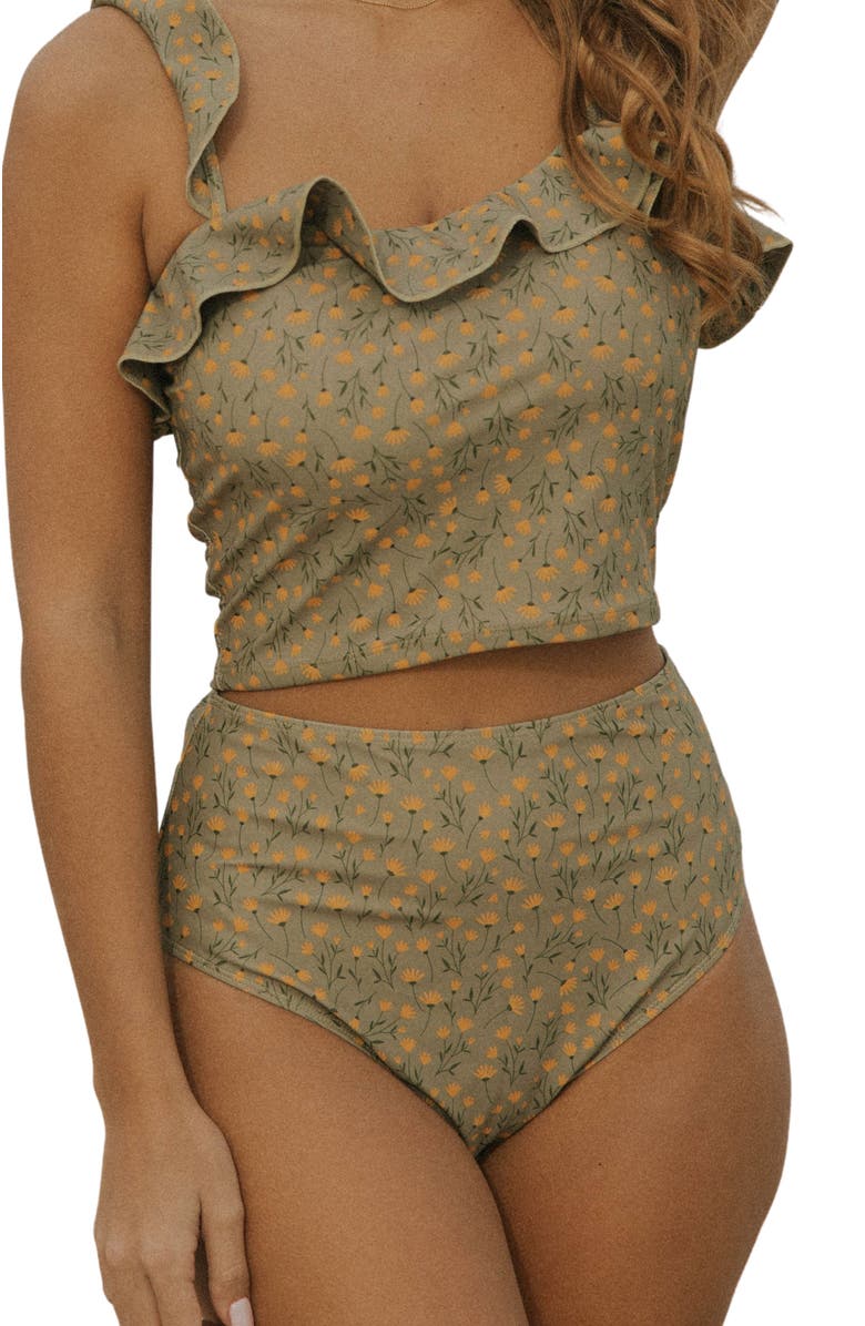 Geode Swimwear Bella High Waisted Bikini Bottoms, Main, color, Green