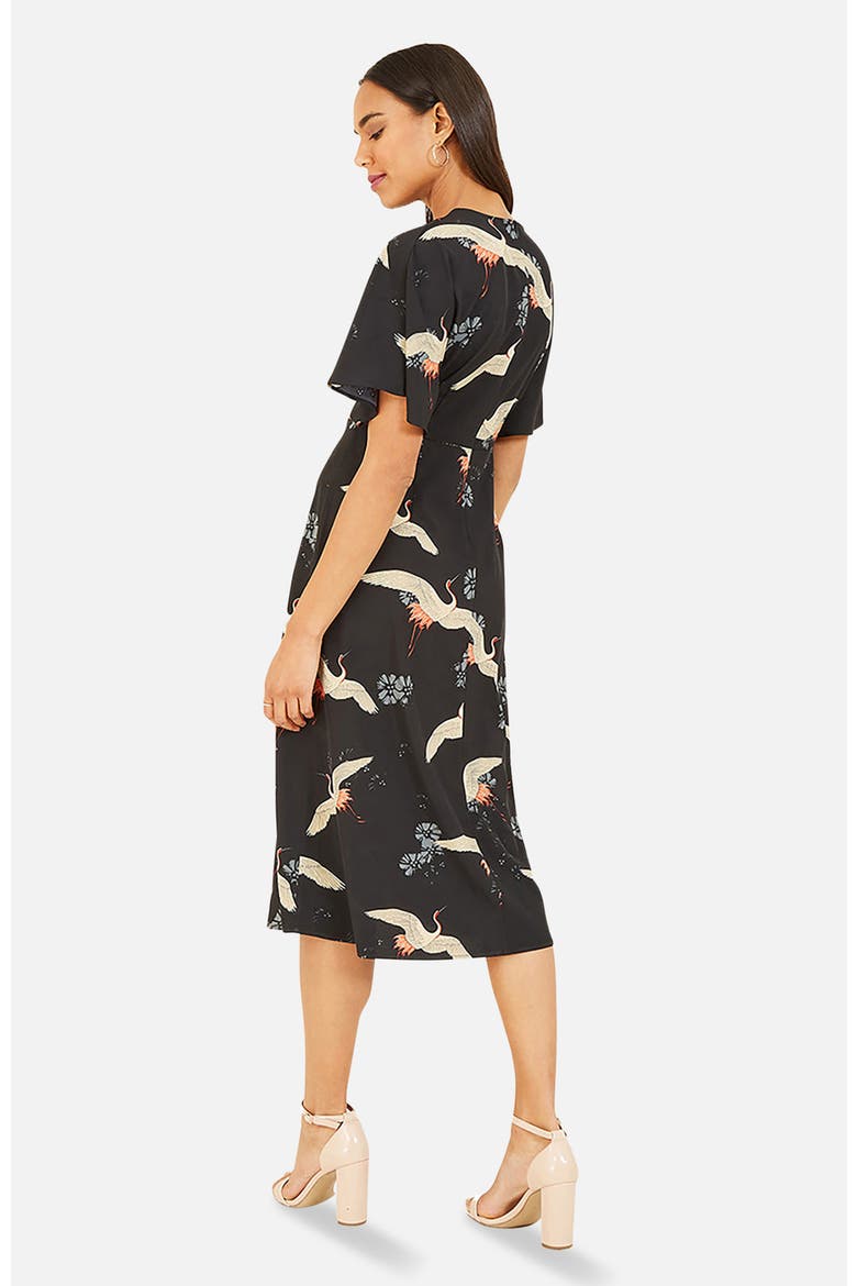 Short Sleeve V-Neck Midi Dress, Alternate, color, Black