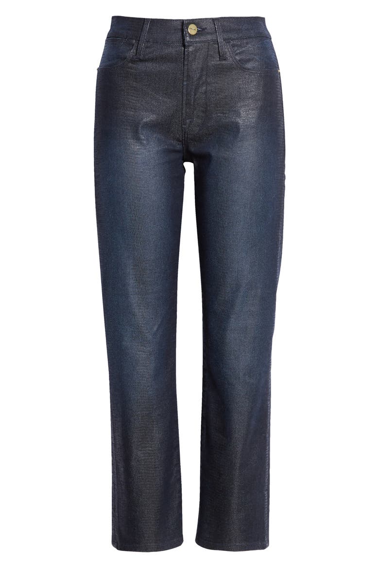 Le High Lizard Coated Straight Leg Jeans, Alternate, color, INDIGO LIZARD