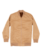 Dapper Boi Beige Microfiber Suede Bomber Jacket