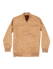 Dapper Boi Beige Microfiber Suede Bomber Jacket