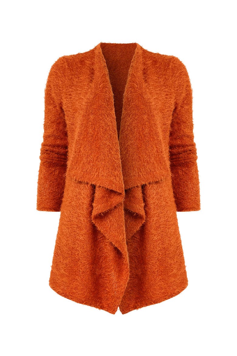 Fuzzy Cascade Cardigan, Alternate, color, BURNT ORANGE