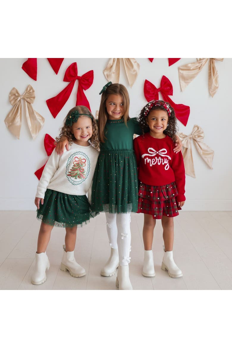 Christmas Tartan Pearl Skirt, Alternate, color, Red