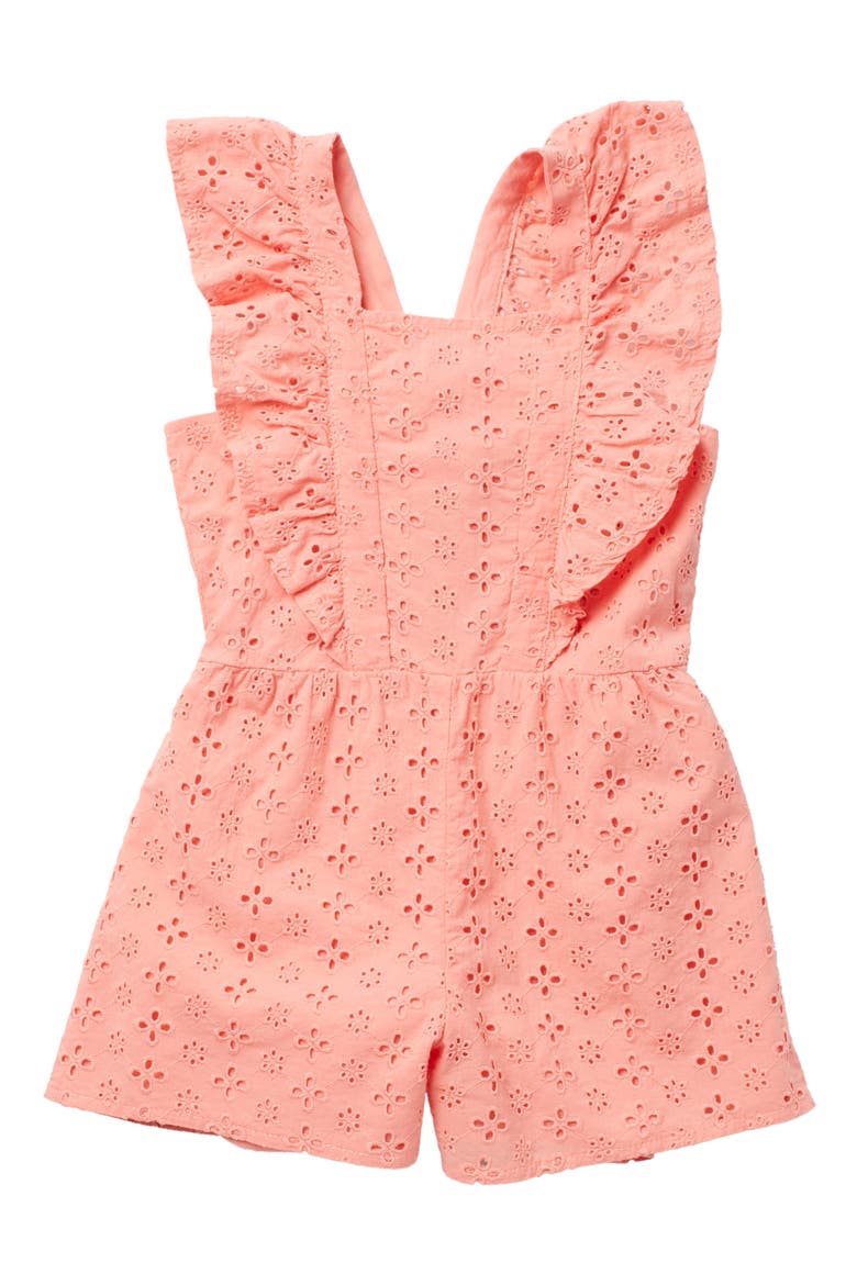 Flutter Eyelet Romper, Main, color, CORAL