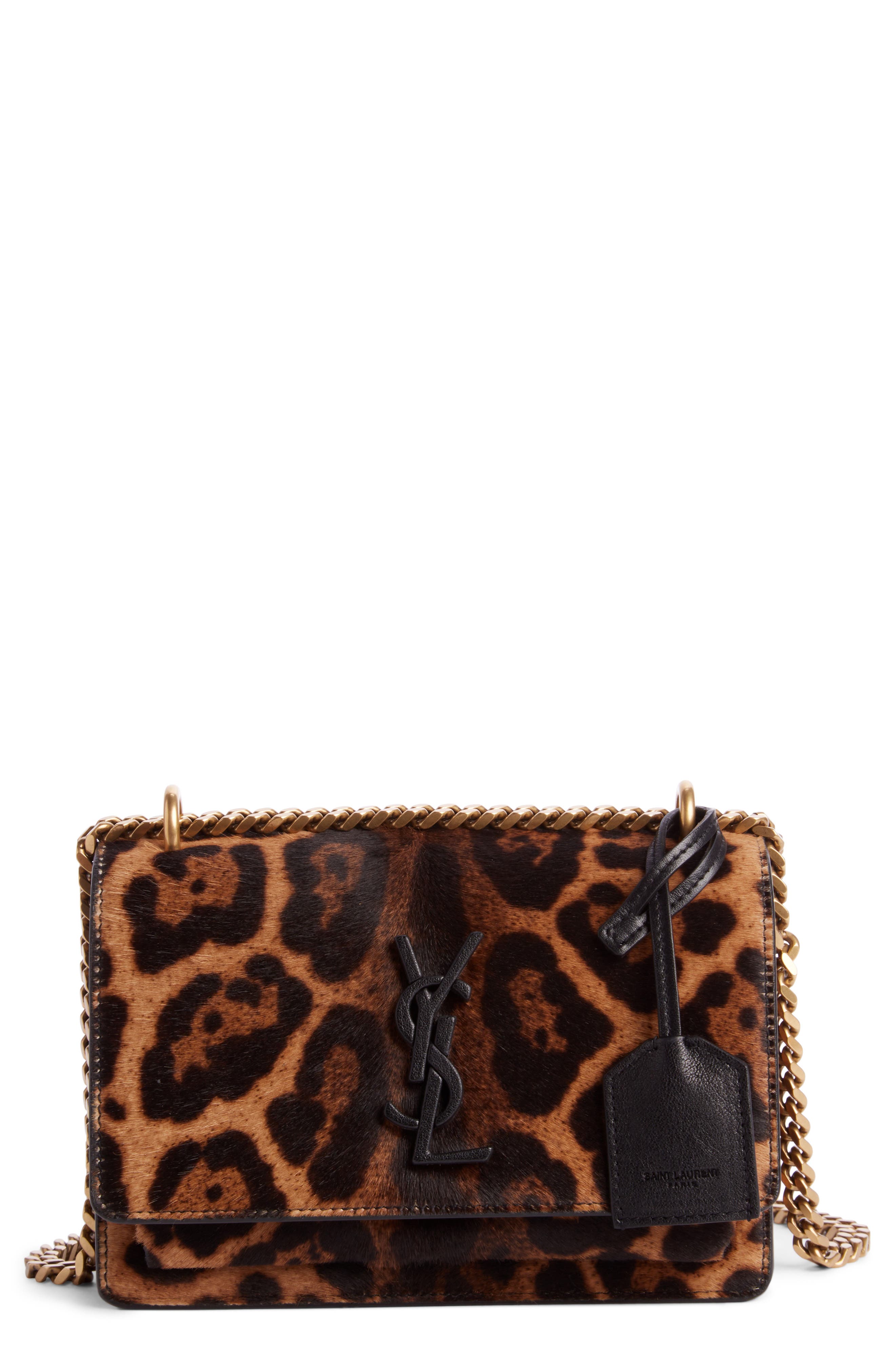 Saint Laurent Small Sunset Genuine Calf Hair Shoulder Bag, Main, color, 