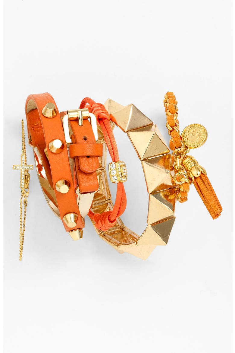 Studded Stretch Bracelet, Alternate, color, GOLD