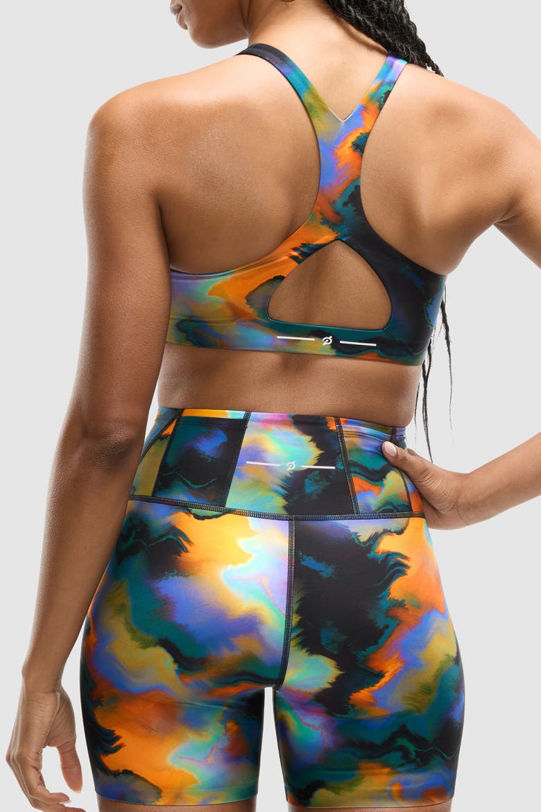 PaceForm Long Line Racer Front Bra, Alternate, color, Heatmap Print