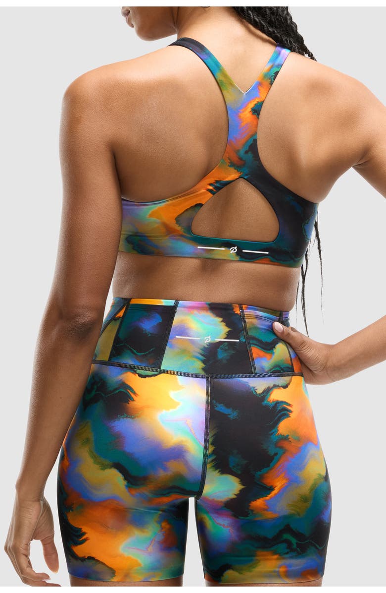 Peloton PaceForm Long Line Racer Front Bra, Alternate, color, Heatmap Print