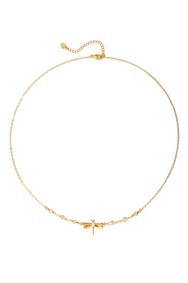 Dragonfly Kiss Necklace, Alternate, color, GOLD