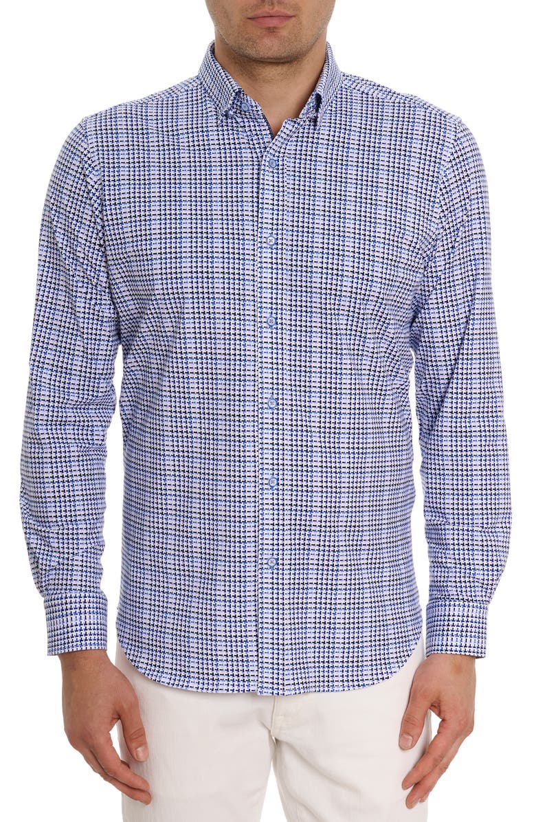 Robert Graham Rizzo Geometric Print Knit Button-Up Shirt, Main, color,