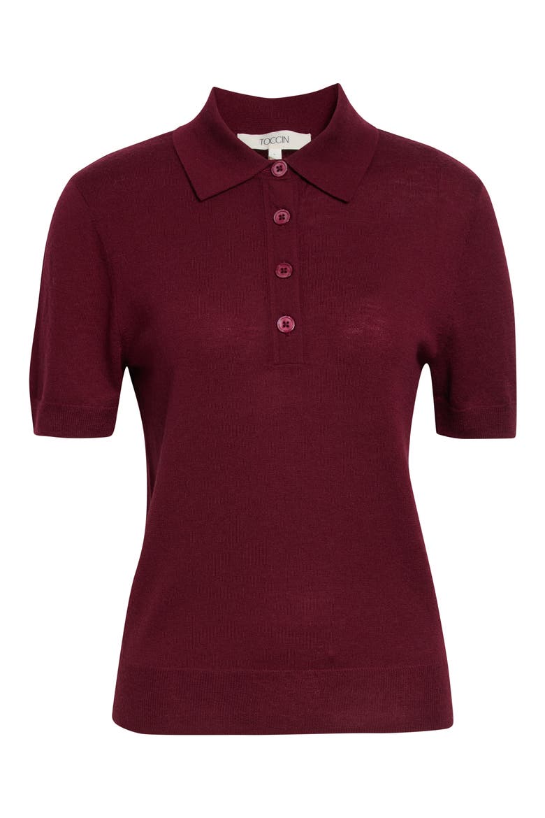 Rue Wool Short Sleeve Polo, Alternate, color, OXBLOOD