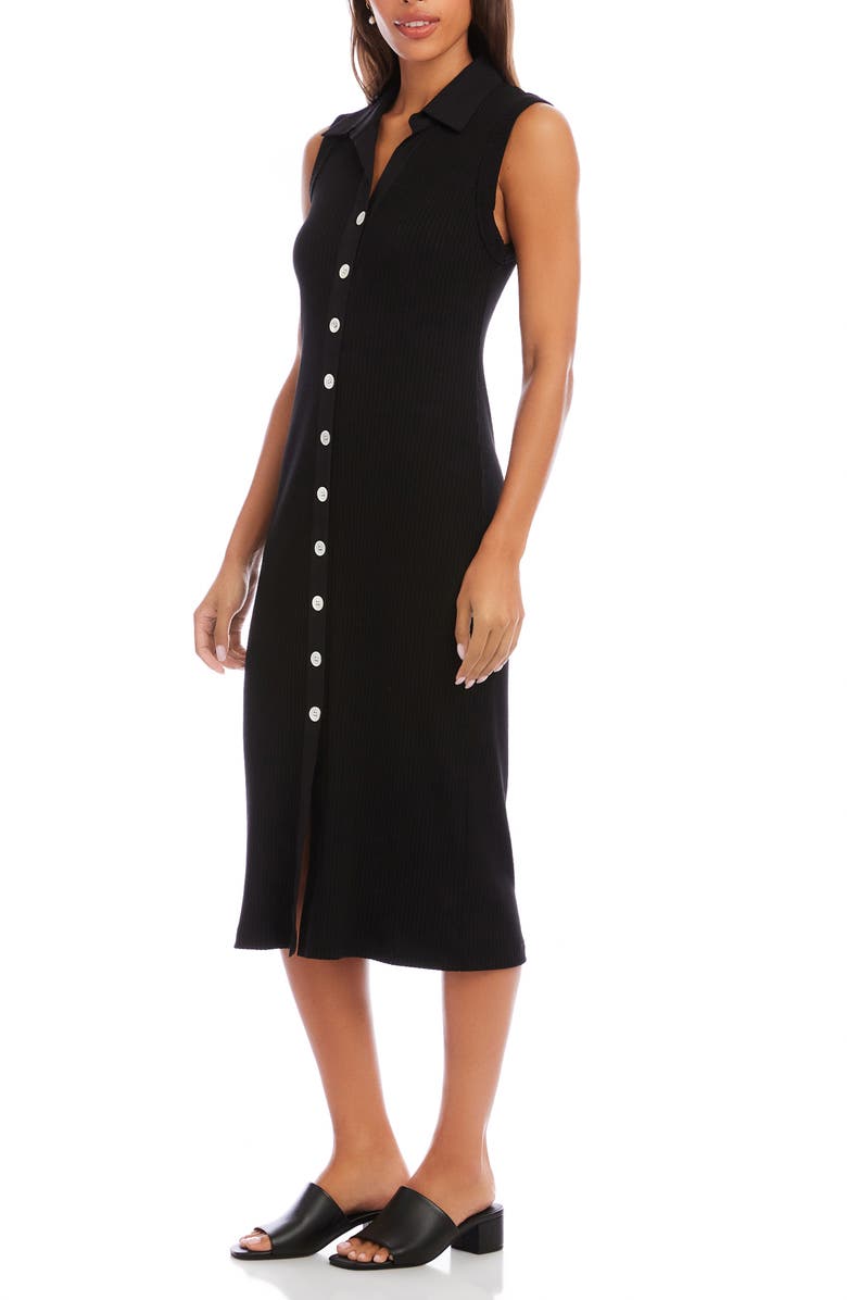 Karen Kane Sleeveless Knit Button-Up Midi Dress, Alternate, color,